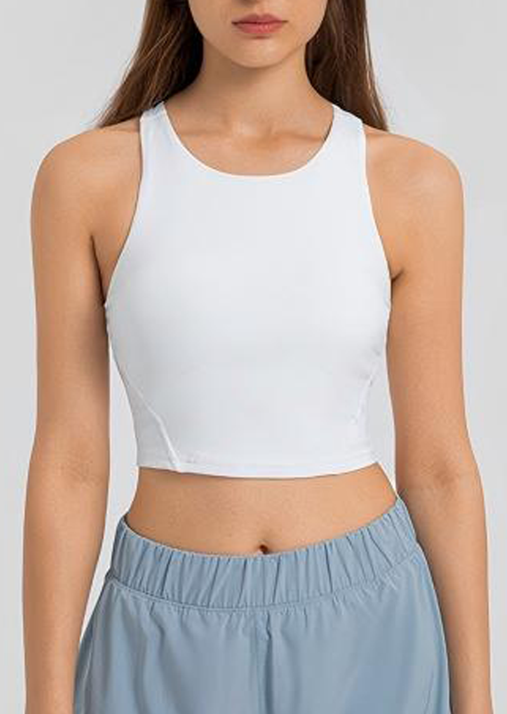 ANTI STARE Longline w/padded Bra white- Medium Support B-D Cups