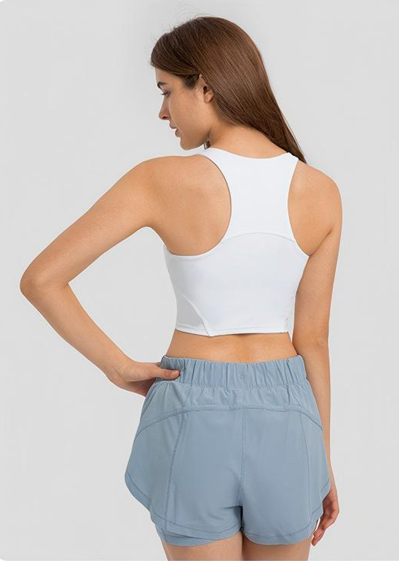 ANTI STARE Longline w/padded Bra white- Medium Support B-D Cups