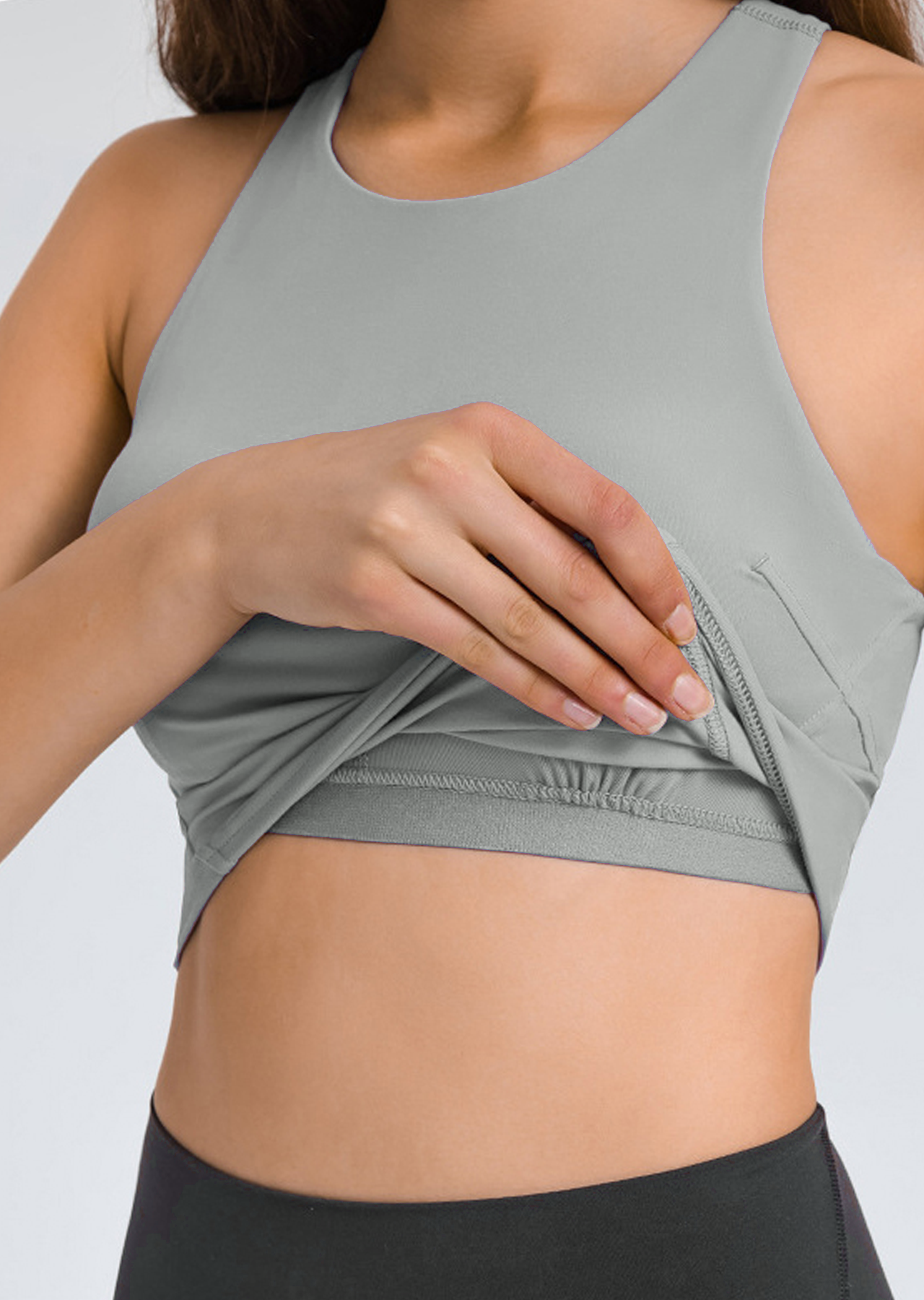 ANTI STARE Longline w/padded Bra white- Medium Support B-D Cups