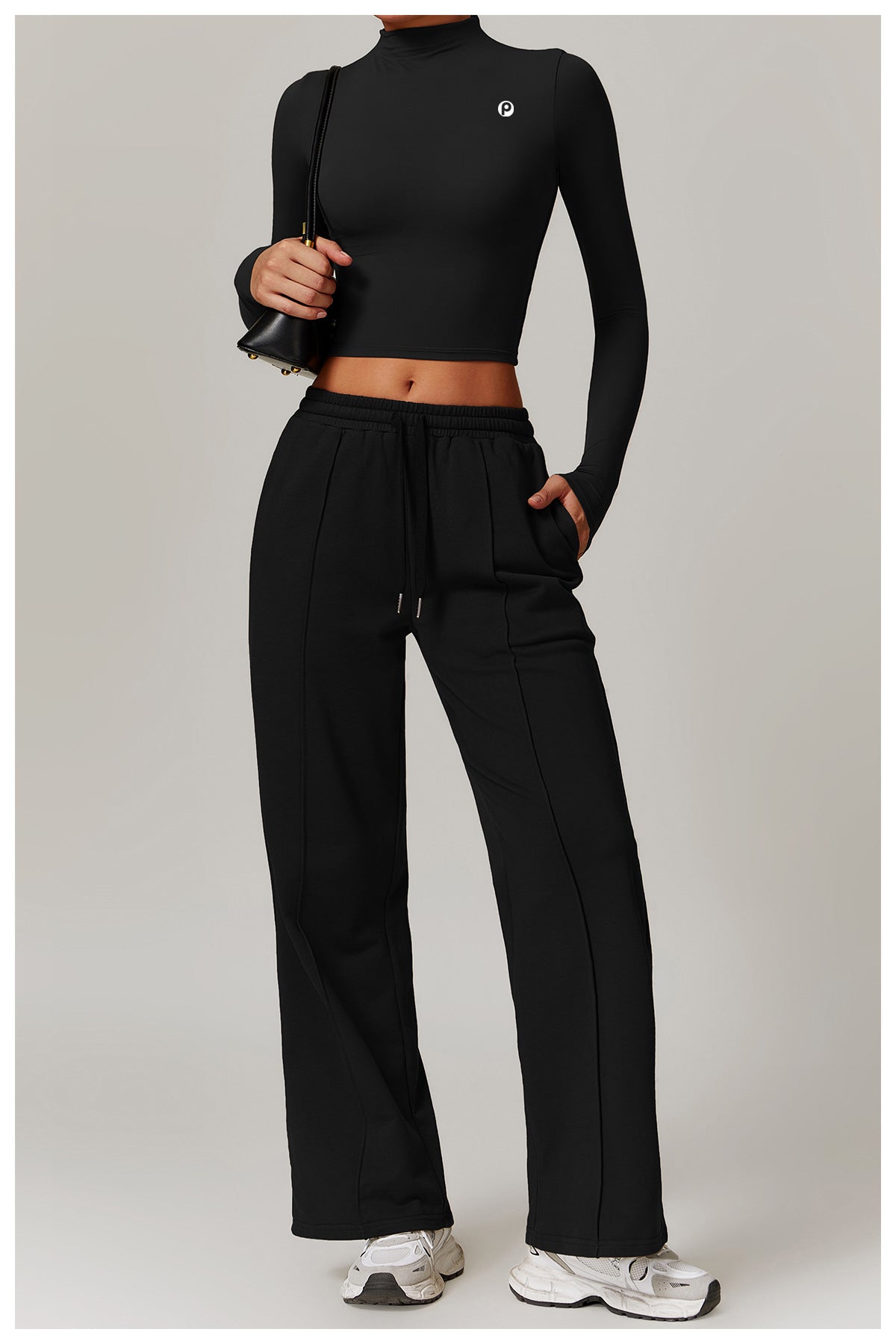 Slim Fit Cropped Long Sleeve with High Neck