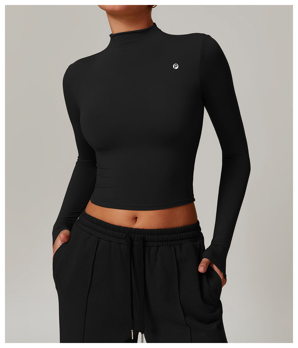 Slim Fit Cropped Long Sleeve with High Neck