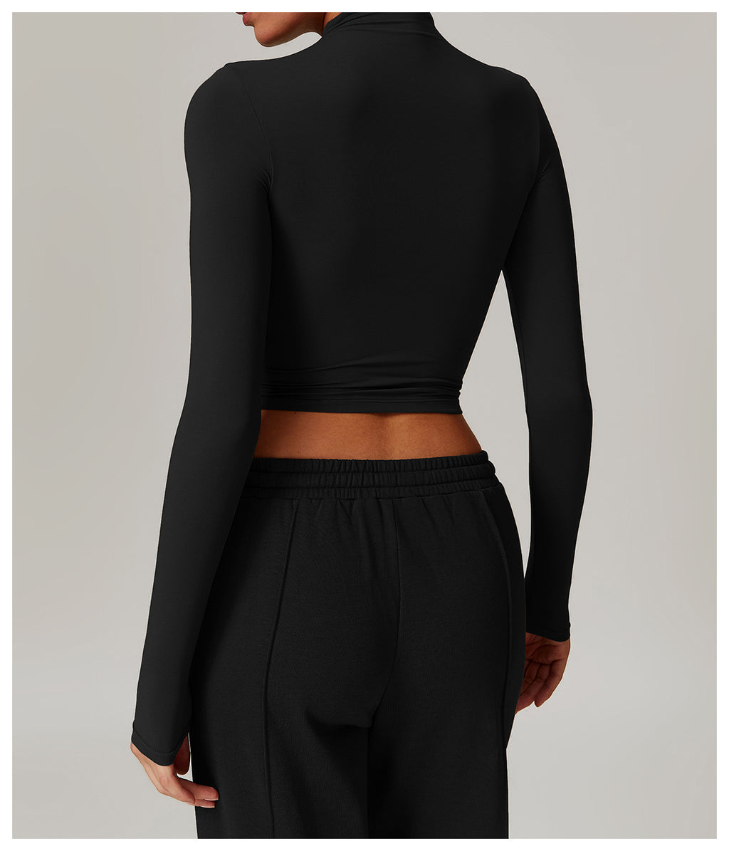 Slim Fit Cropped Long Sleeve with High Neck