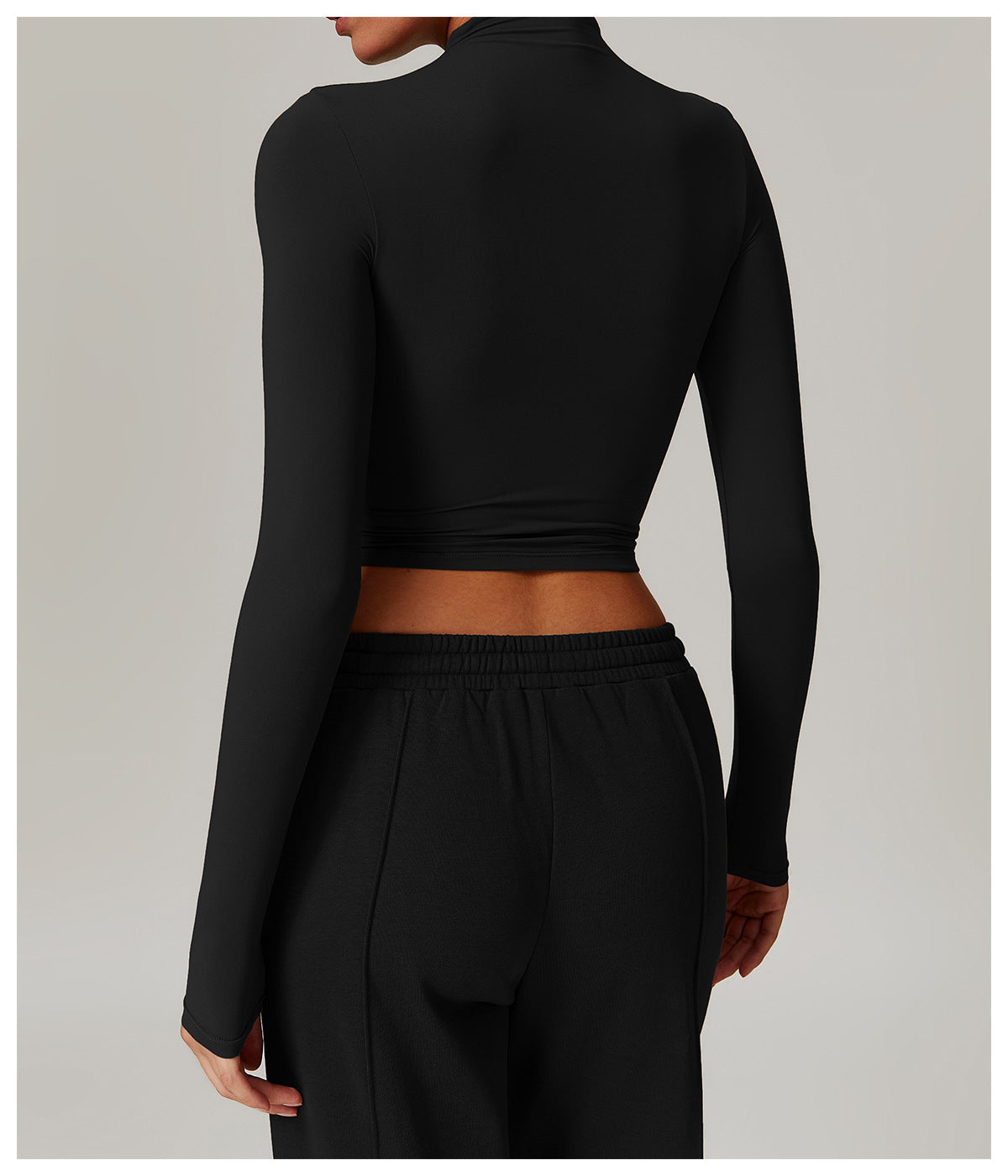 Slim Fit Cropped Long Sleeve with High Neck