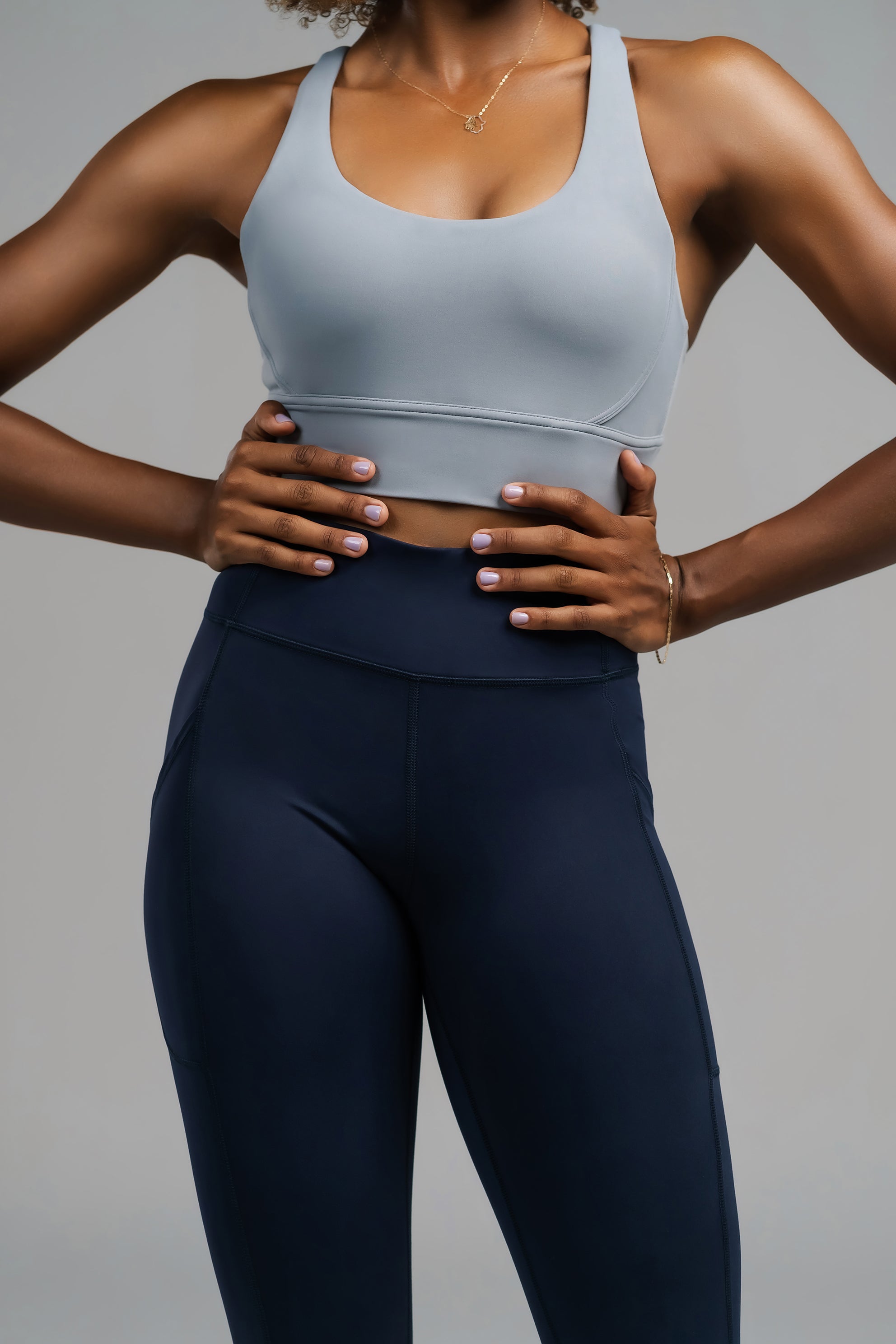 SOFTREME. Blue Ultrasoft Leggings with side pockets