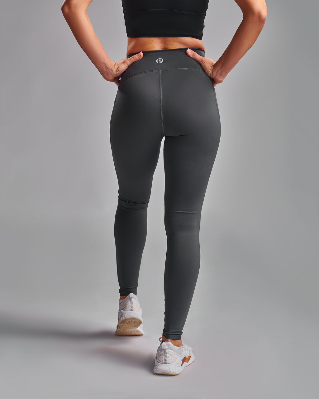 Align Leggings. Grey Ultralux fabric with side pockets.