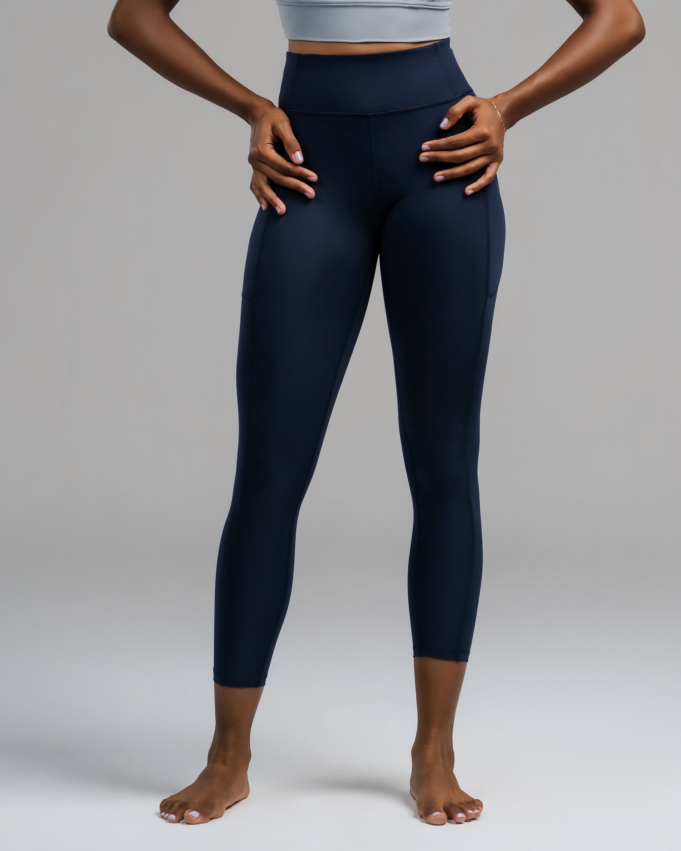 SOFTREME. Blue Ultrasoft Leggings with side pockets